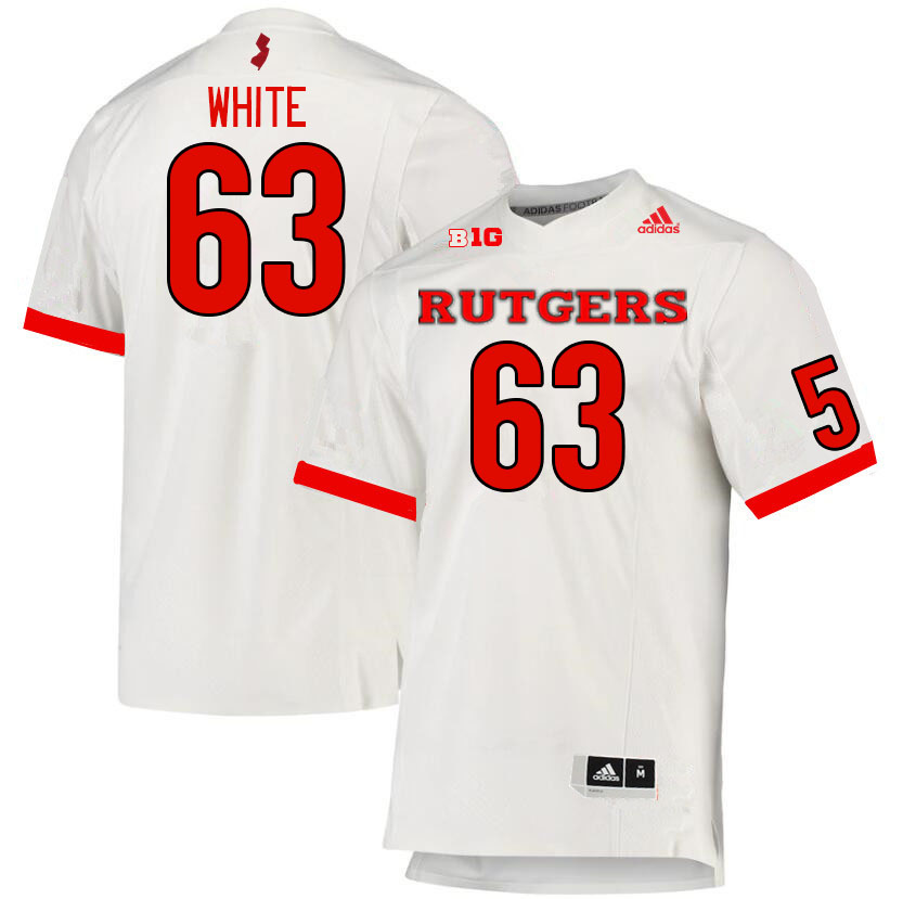 Men #63 Taj White Rutgers Scarlet Knights College Football Jerseys Stitched Sale-White - Click Image to Close